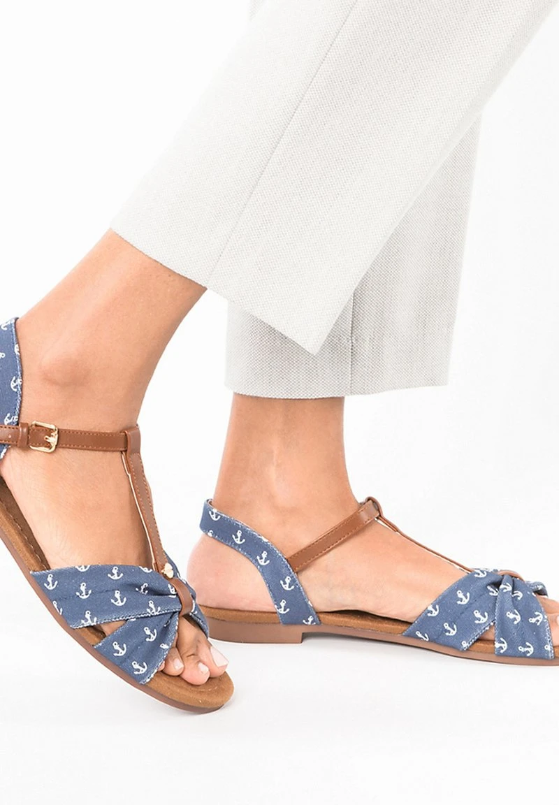 Riemensandalette - Blau Weiß 3 Riemensandalette - Blau Weiß