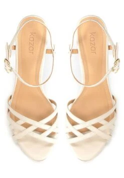 Kazar LAZURITE - High Heel Sandalette - Beige/white -Bequeme Schuhe 877d620086c2471ab59b0e7df432fa34