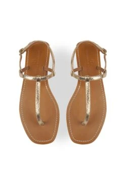 SANTORINI - Zehentrenner - Gold -Bequeme Schuhe cae2a56fef684fc3afccda9bd25d016a